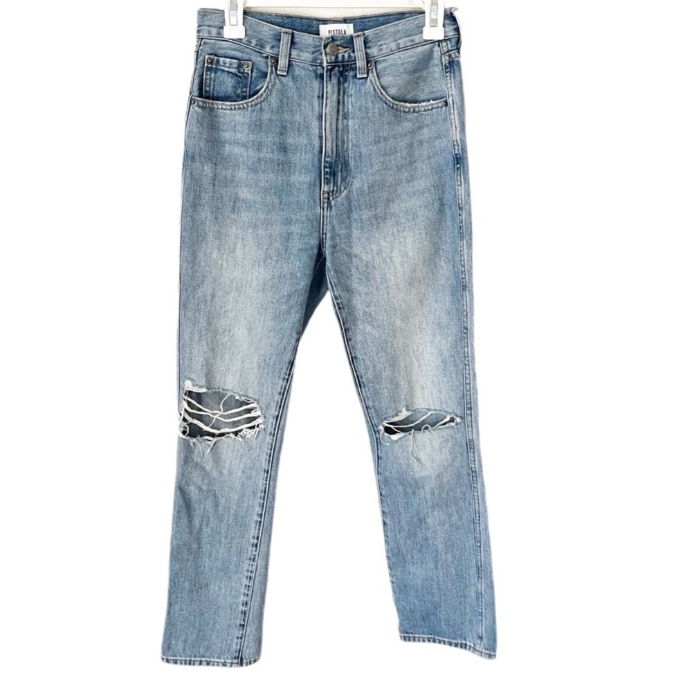 Pistola Jeans Women's 26 Eden Straight Leg Jeans in Bite Ripped Distressed Light